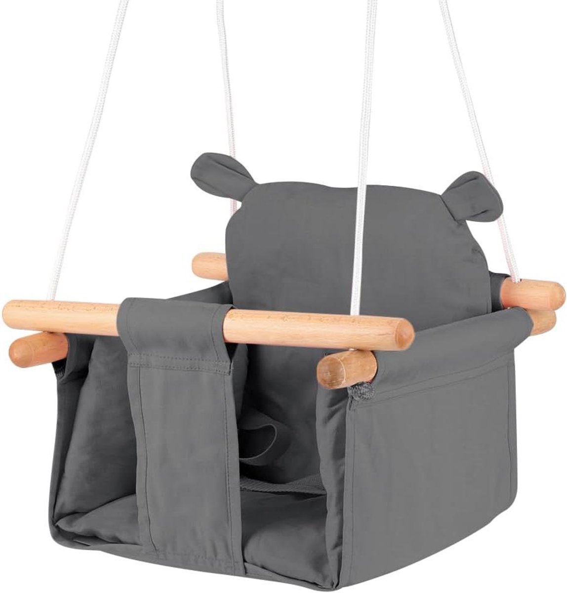 Kinderschommel - Babyschommel hangstoel - Binnen en buiten spelen - 5-punts veiligheidsgordel - 29 x 29 x 31 cm - Grijs