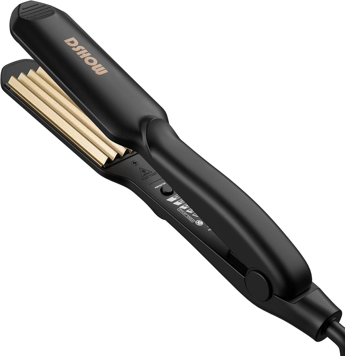 Wafeltang haar - Zwart - Keramische platen - Krimptang voor volume en styling - Voor vrouwen en meisjes