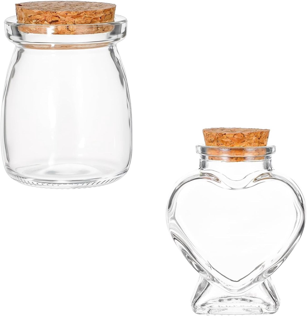 Mini Glazen Flesjes - Decoratieve Potjes - Doe-het-zelf Decoratie - Hartvorm Uniek - 2 Stuks 8x6x4cm - Transparant
