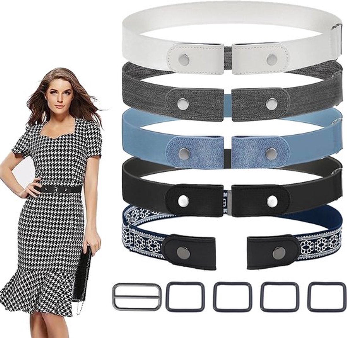 Onzichtbare Elastische Riem voor Dames en Heren - Verstelbare Jeansriem voor Broeken en Jurken, Snelle Ontgrendeling, Unisex Design
