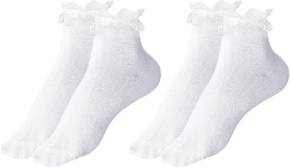Sokken met Ruches - Damessokken - Enkelsokken - Schattige Sokken - Balletsokken - 2 Paar