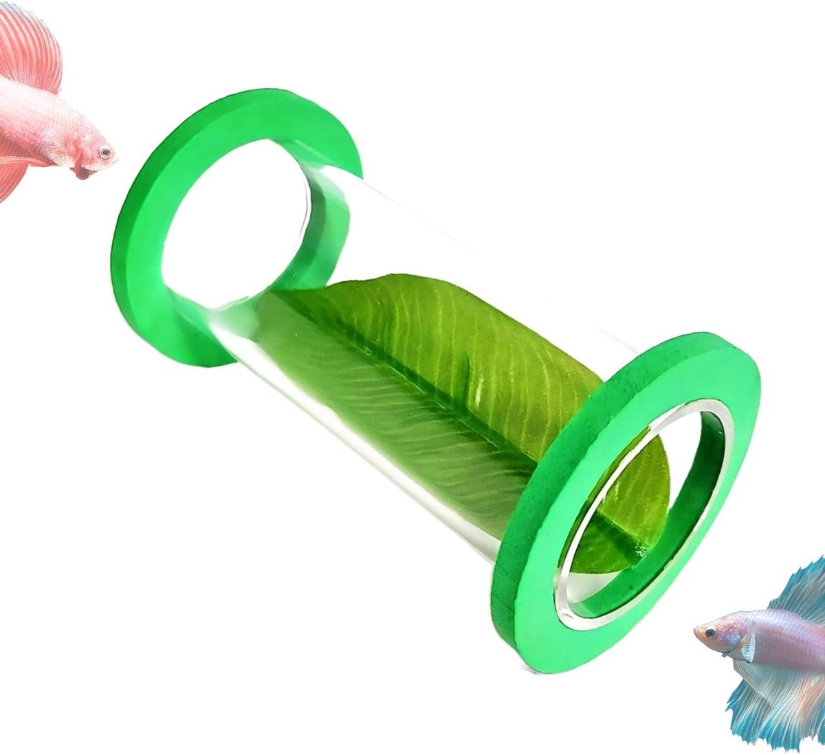 Aquarium Tunnel - Vissen Hol Aquarium Decoratie - Vissen Verrijking - Zwevend Ontwerp Met Blad - 5.7 cm diameter - Multicolor