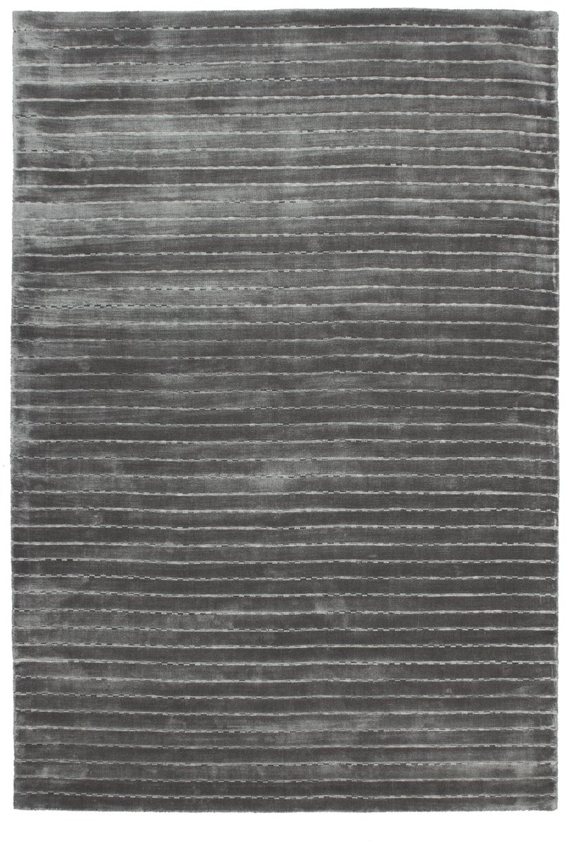 Padiro laagpolig vloerkleed 120 x 170 cm - zilver / meerkleurig - modern streeppatroon - van viscose en wol