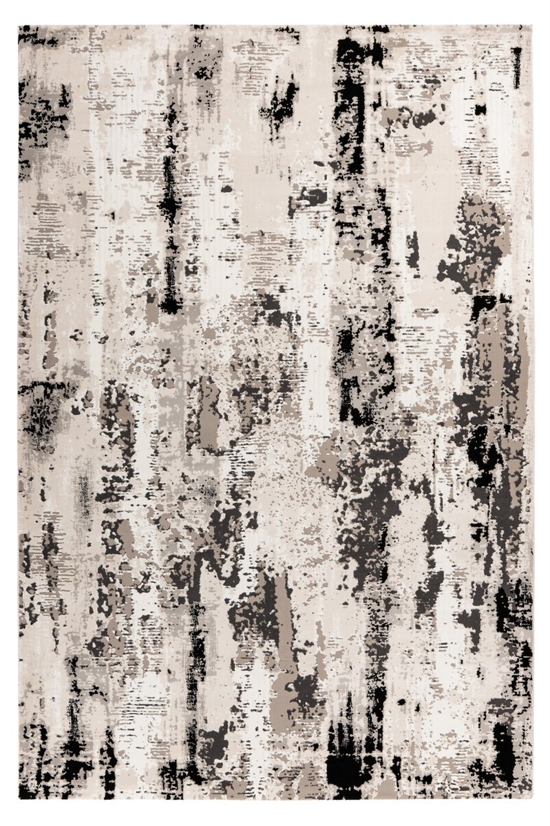 Padiro laagpolig vloerkleed 120 x 170 cm - grijs - modern abstract design - geschikt voor vloerverwarming - van polyester