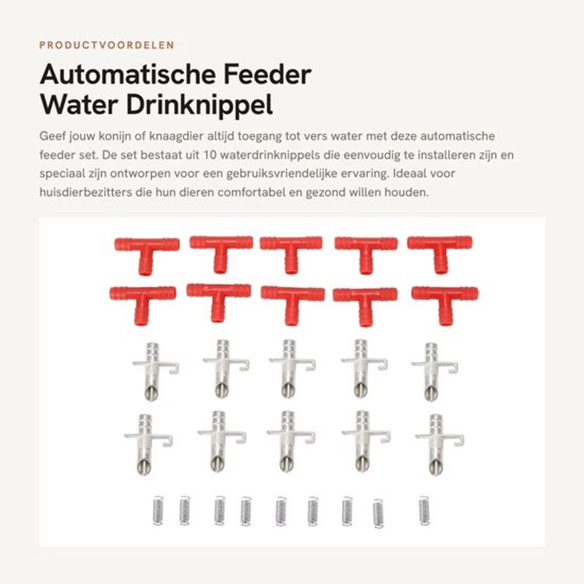 Drinknippel Automatische Feeder - 10 Stuks - Hoogwaardige Kwaliteit - Duurzaam - Eenvoudige Installatie - Geschikt voor Konijnen/Knaagdieren - Waterfles