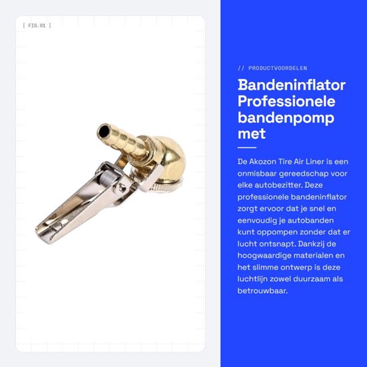 Bandenpomp met Drukmeter - Bandenpomp Auto - Bandenpomp Compressor - Bandenpomp Fiets - Bandenpomp Motor - Materiaal: Verzilverd Messing - Bandeninflator