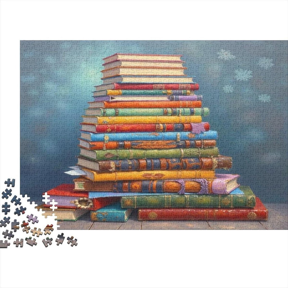 Boekenstapel Puzzel - Legpuzzel Volwassenen - Ontspanning en Decoratie - 1000 Stukjes - 38 x 26 cm - Kleurrijk