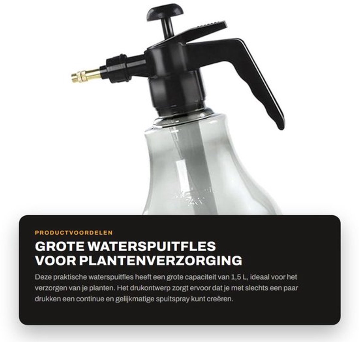 Waterspuitfles 1,5 L - Drukspuit - Plantenspuit - Multifunctioneel - Compact - Gebruiksvriendelijk