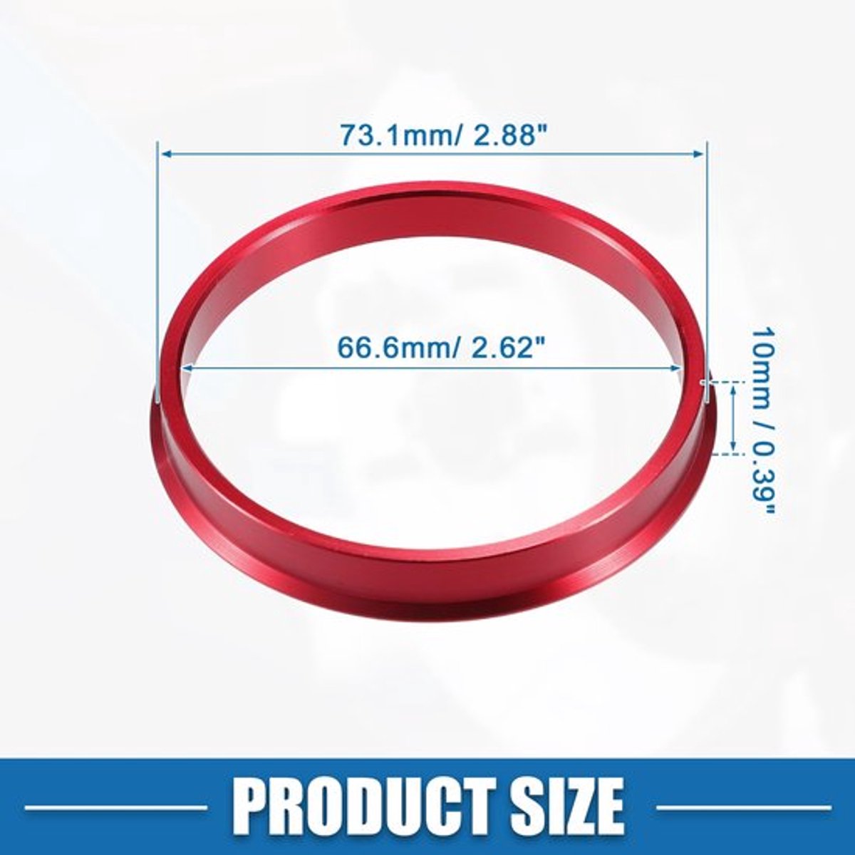 Hub Centric Rings Aluminiumlegering Rood - Buitendiameter 73.1mm - Binnendiameter 66.6mm - Set van 4 - Trillingen elimineren - Perfecte pasvorm - Naafringen