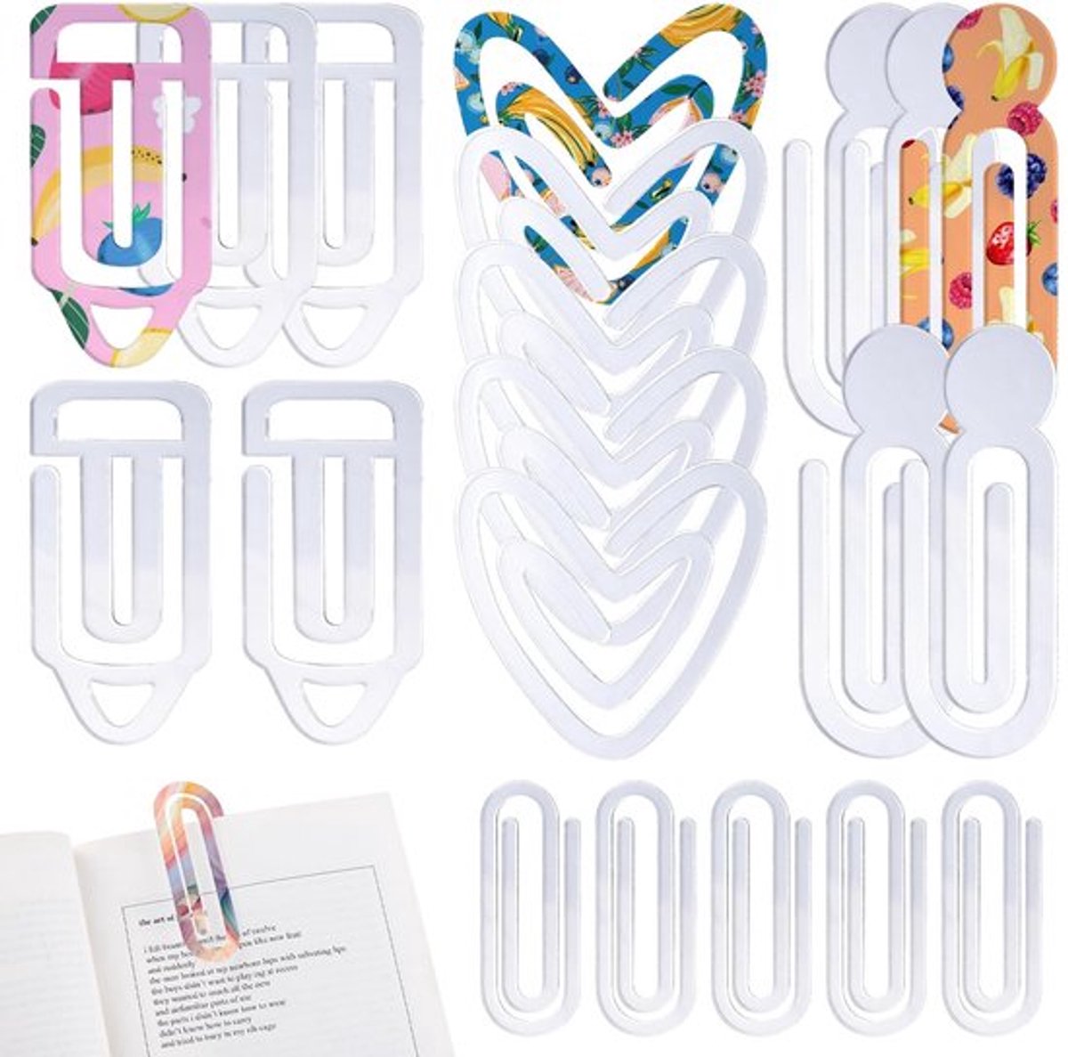 Sublimatiepaperclips 20 stuks - Acryl Blanco's - Doorzichtige Bladwijzers - Jumbo-Paperclips - Kantoor/Knutselbenodigdheden - Hoogwaardige Coating