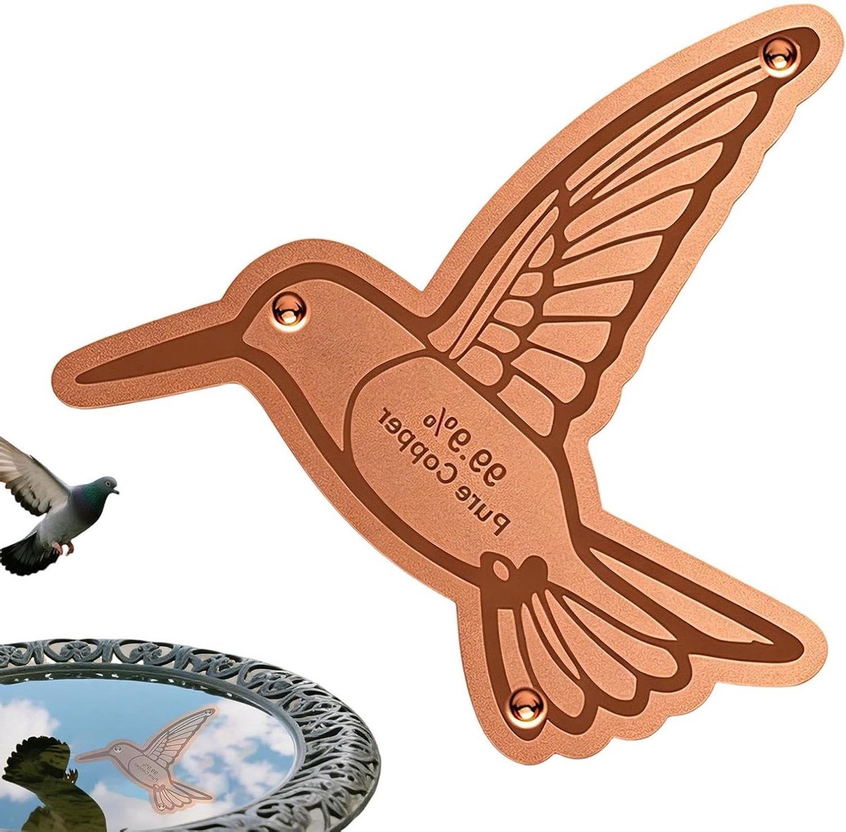 Koperen Vogelbad Schijf - Vogelbad Kom - Vogels Voeden - Hygiënisch Reinigingsvoordeel - 12 x 1 x 12 cm - Koper