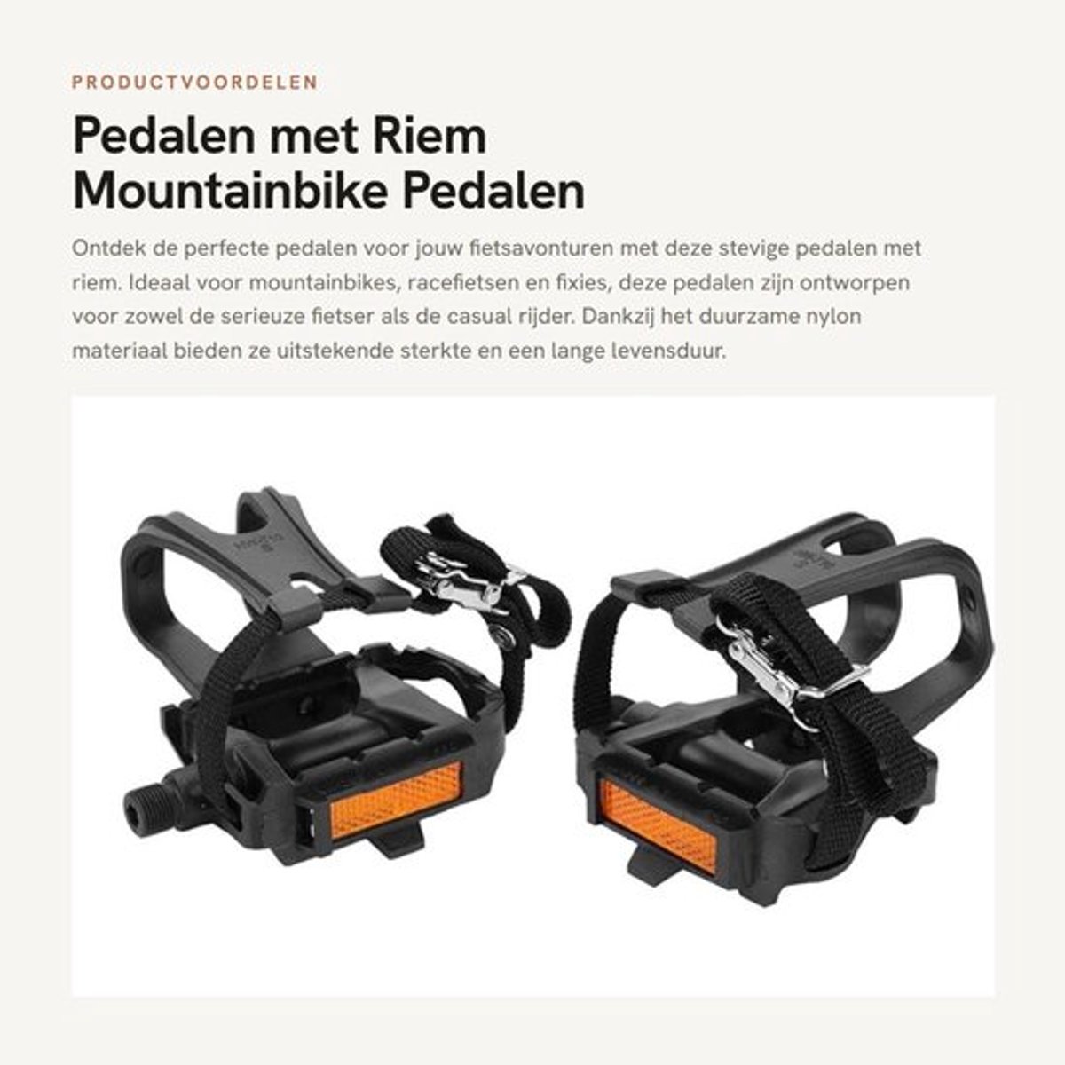 Fietspedalen met teenclips - Nylon Pedalen - Antislip Pedalen - Lichtgewicht - Duurzaam - Eenvoudig te installeren - Clipped Pedals