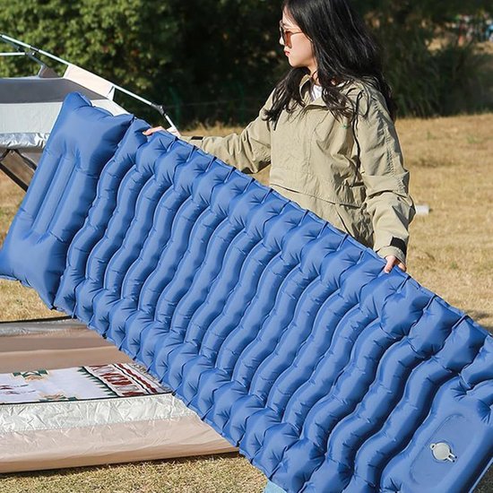 Campingmatras - Luchtbed - Buiten slapen - Ingebouwde voetpomp - 200x70x10cm - Paarsblauw — afbeelding 2