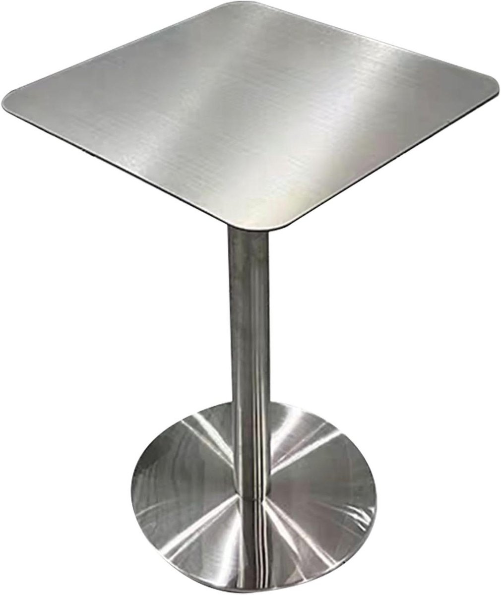 Vierkante bartafel - Keukentafel bistro - Dineren en borrelen - Roestvrijstalen constructie - 40x40x75cm - Zilver