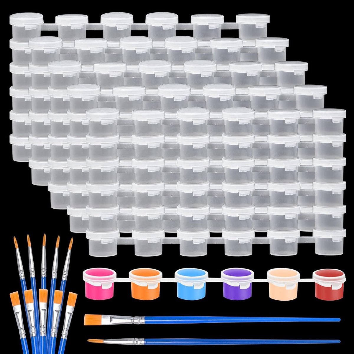 Mini Lege Verfpotjes 180 Stuks - 2ml Plastic Jars met Deksel voor Schilderen, Knutselen en Creatieve Projecten