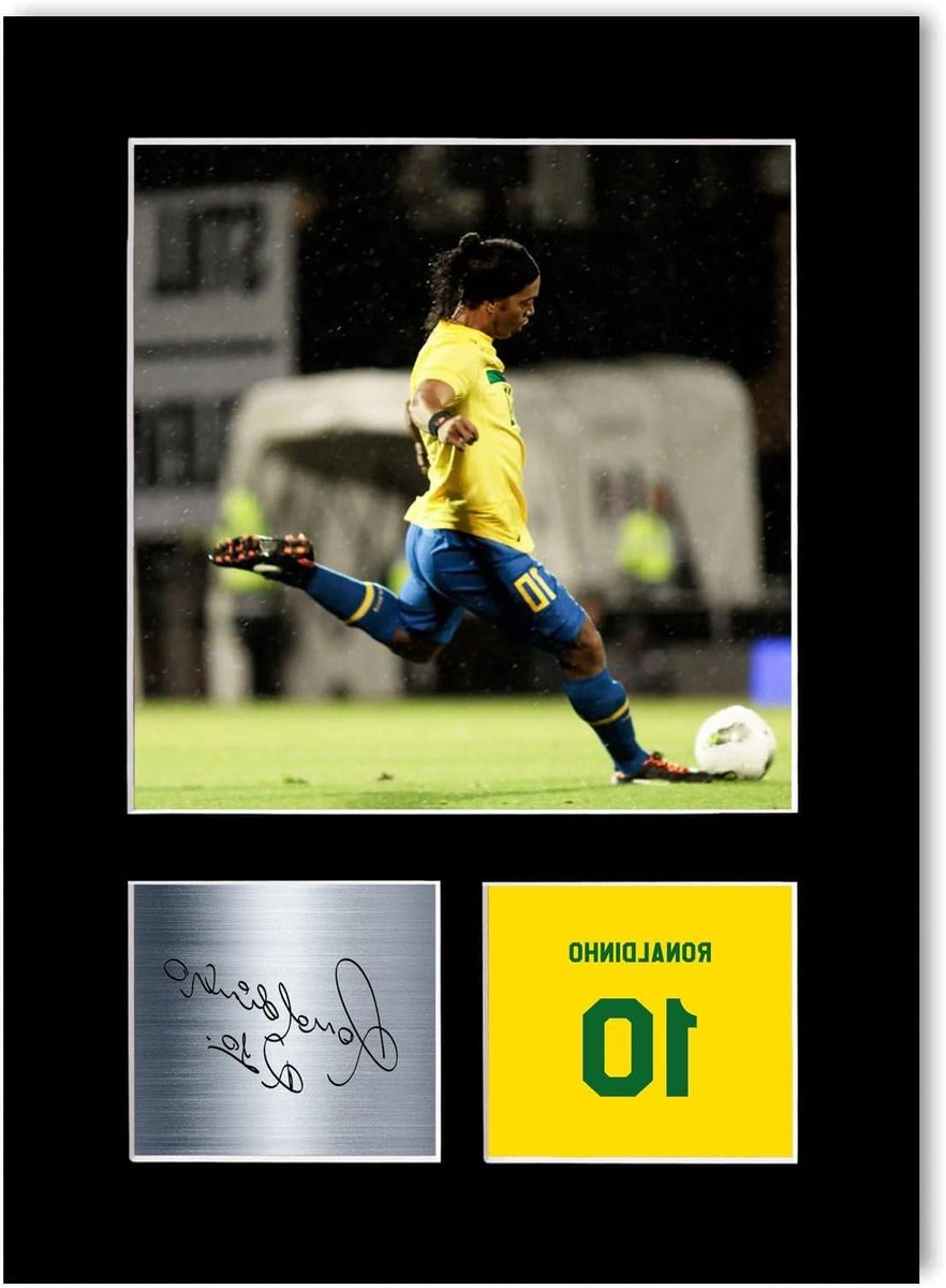Voetbal Foto Display - Gesigneerde Poster - Fan Decoratie - Professioneel Gemonteerd - A4 - Zwart