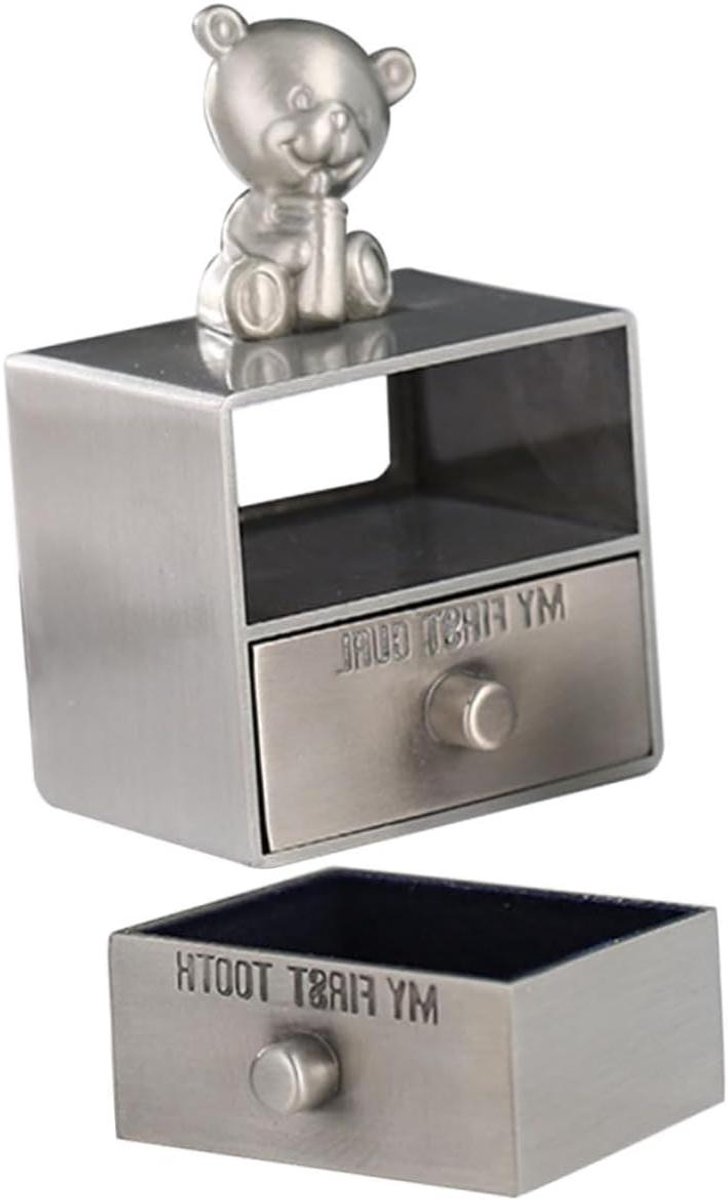 Metalen Tandendoosje - Sieradendoosje Opbergdoos - Eerste Tandjes Bewaren - Vintage Look Ontwerp - 7.7 x 5 x 4.2 cm