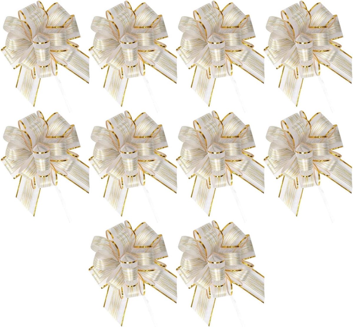 Witte Trekstrikken - Decoratieve Strikken - Cadeauverpakking Versieren - Directe Elegantie - 16 Cm - Wit