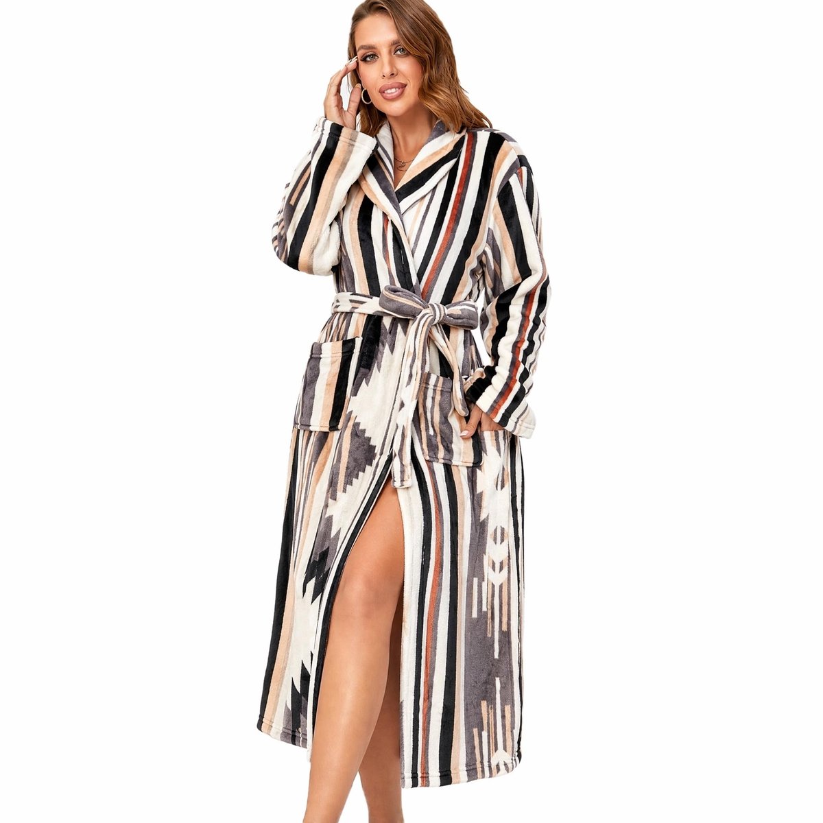 Omgoods - Dames Fleece Badjas met Sjaalkraag