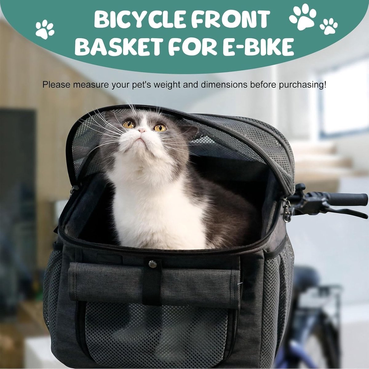 Hondenmand fiets - Grijs - 40 cm - Opvouwbare Oxford Stoffen Fietsmand voor Kleine Huisdieren