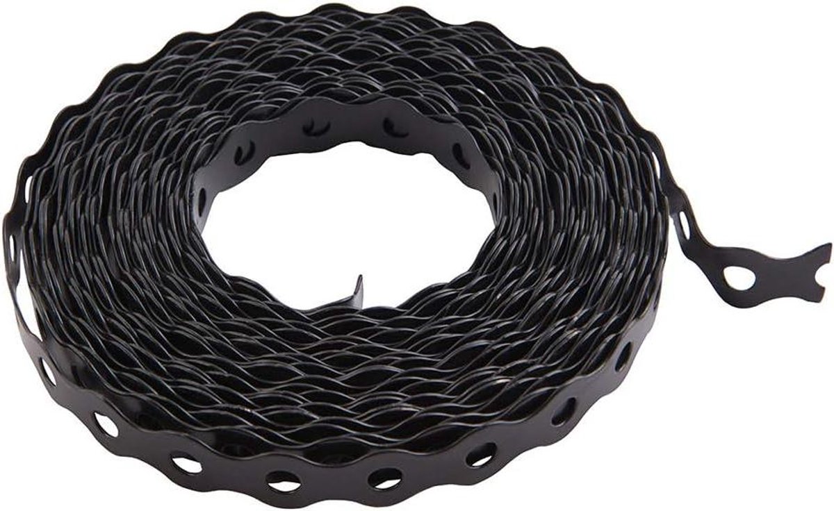 Bevestigingsband - Metaalband - Klusjes en Bevestigen - Voorgeperforeerd - 12 mm x 10 m - Zwart