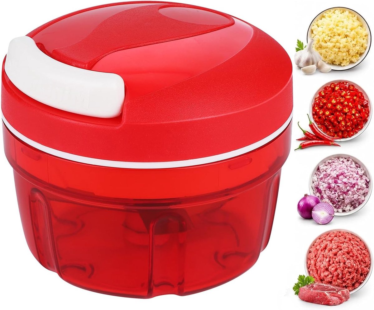 Eiersnijder hakmolen - Transparant - 300 ml - Handmatige hakmolen met RVS messen - Voor Keuken en Koken