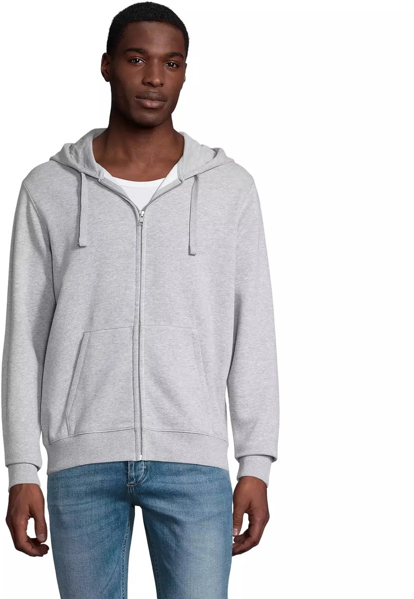 SOL'S Men´s Zip Hoodie Spike L03105 - HEATHER GREY MELANGE - M