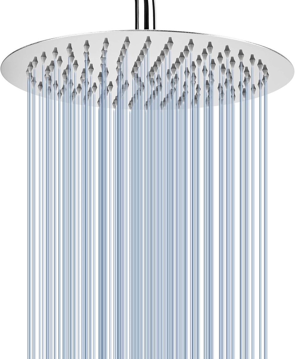 Ionische douchekop - Chroom - 25 cm - Ronde hogedrukdouchekop van RVS 304 - Voor comfortabel douchen