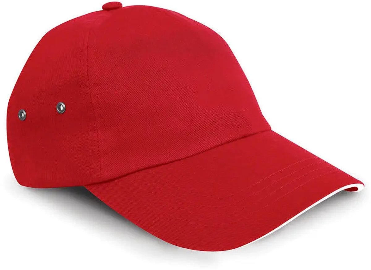 Result Printers Plush Cotton 5 Panel Cap RH72 - Red/White - One size