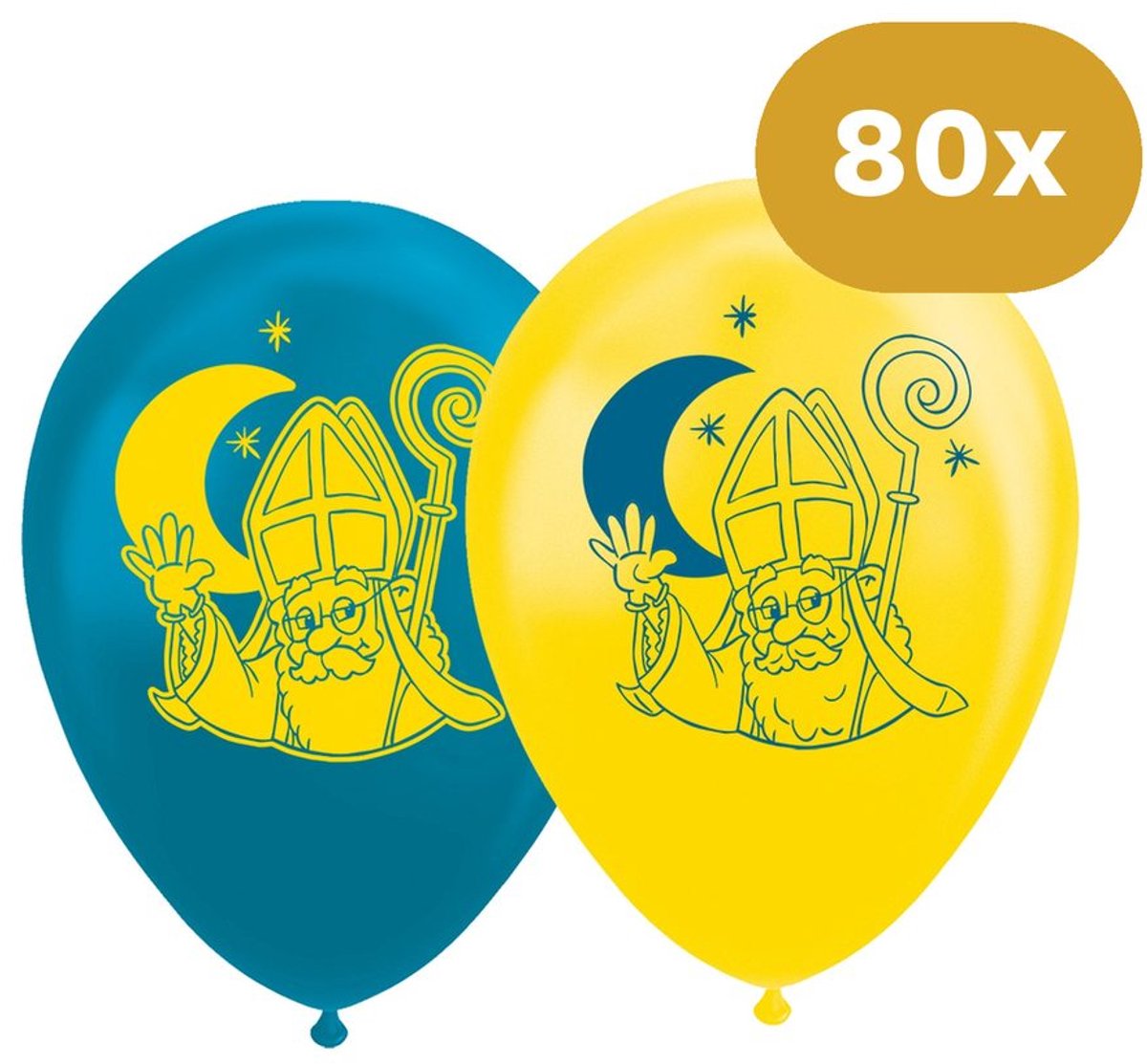 80x Sinterklaas Ballonnen 12 inch / 30cm - Latex Ballonnen Print Sint - Decoratie Versiering Pakjesavond