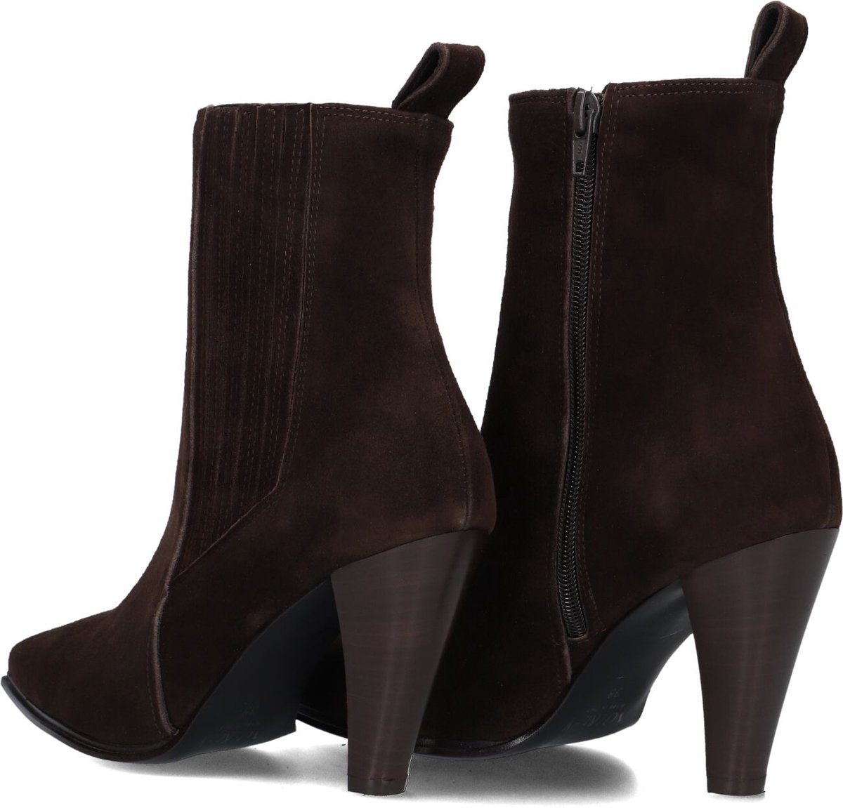 Notre-V 8928 Enkellaarsjes - Enkelboots met rits - Dames - Bruin - Maat 41