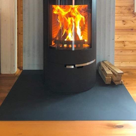 Kachelplaat Open Haard - Vloerbescherming Haard - Bescherming Vloer - Gepoedercoat Staal - 100x80 cm - Zwart — afbeelding 2