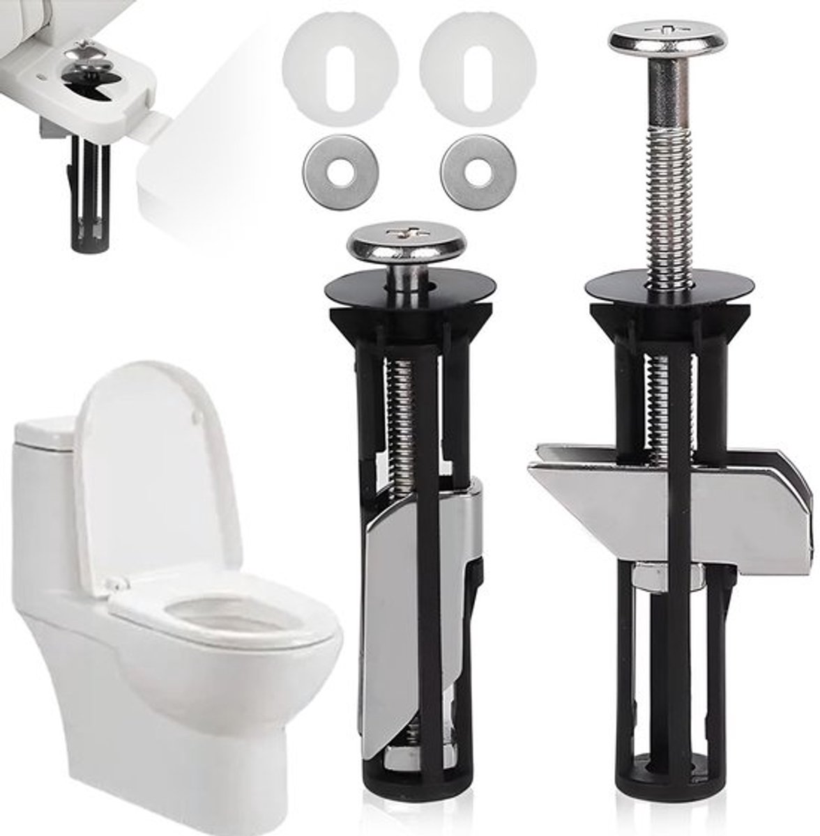 Toiletbril Bevestigingsset Heavy Duty - Universele Bevestigingskit - Wc-bril Schroeven/Fittingen - Eenvoudig te Installeren - Roestvrij Staal - Duurzaam Accessoire