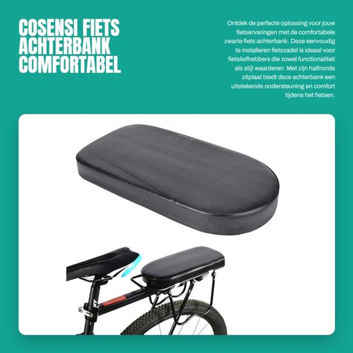 Fietsachterbank Eenvoudige Installatie - Comfortabele Zitplaat - Halfronde Zitplaat - Fietsaccessoires - Geschikt voor Fietsliefhebbers - Fietszadel