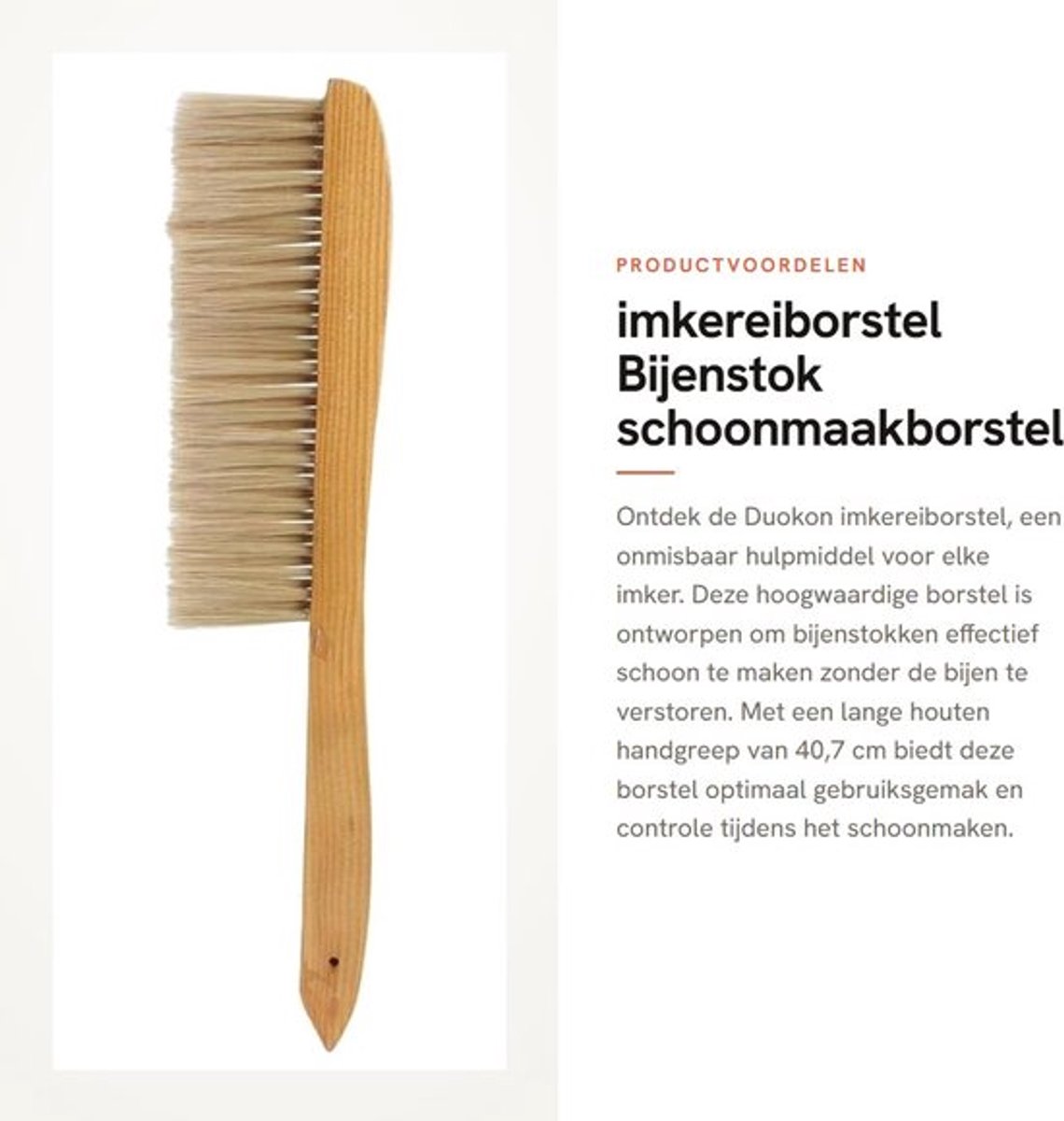 Imkereiborstel - Houten Handgreep - Dubbele Rij Imitatiemanen - Bijenstok Veeggereedschap - 40,7 cm - Lichtgewicht 82 g - Bijenborstel