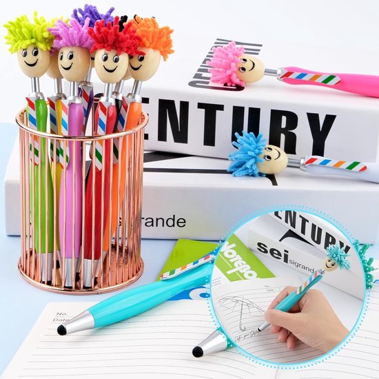 Schermreiniger - Multicolor - 12 Stuks - Microvezel Balpennen met Stylus en Mop - Voor Tablets en Mobiele Telefoons — afbeelding 3