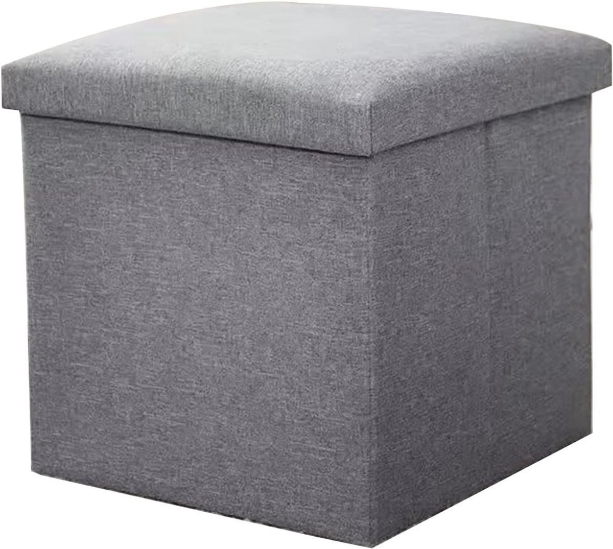 Opvouwbare Opbergpoef - Zitbank Kruk - Ruimte Organiseren - Verborgen Opbergruimte - 32 x 32 x 32 cm - Grijs