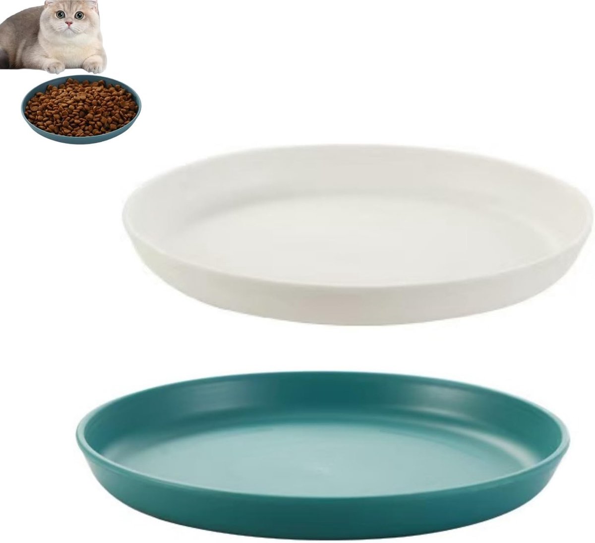 Voedingsbak voor Kittens en Katten met Korte Poten, 2-delige Plastic Container voor Droogvoer en Dierenaccessoires