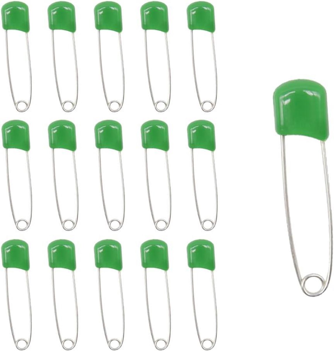 Luier Spelden - Veiligheidsspelden Luiers - Luiers Bevestigen - Plastic Hoofd - 54 mm - Groen