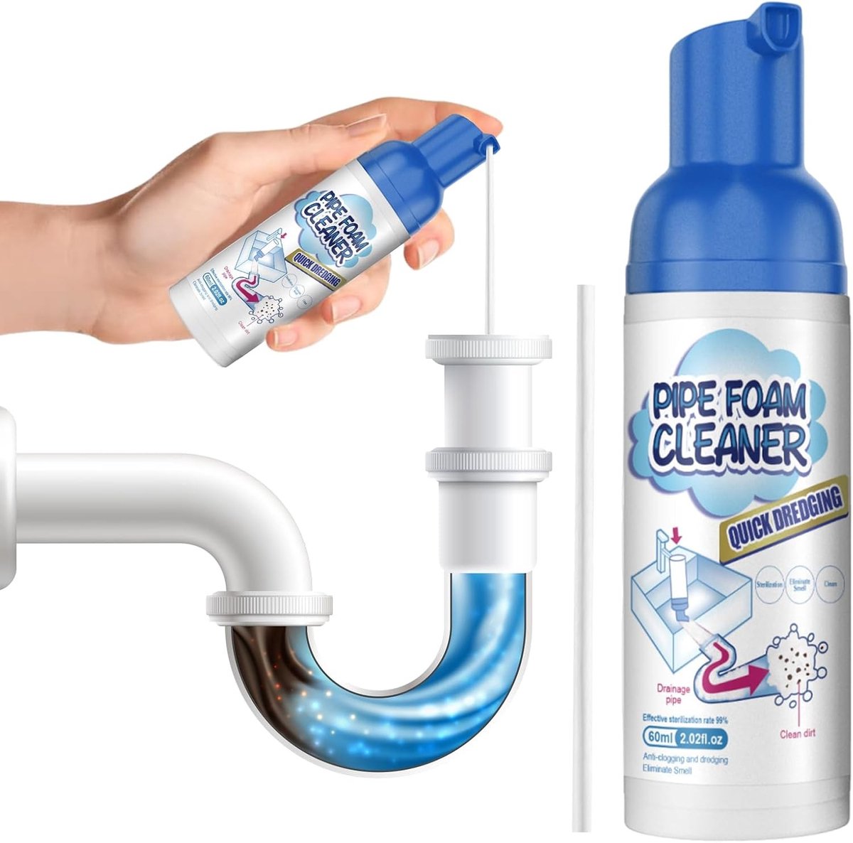 Nieuwe wc-reiniger en buisreiniger, schuimreiniger voor afvoeren, toiletten, keuken en badkuipen, effectief en geurabsorberend