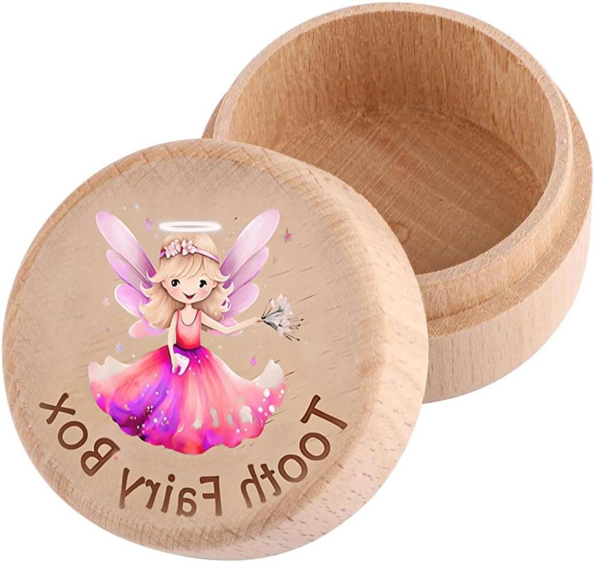 Melktandendoos Hout - Tandenbewaarder Baby - Herinneringen Bewaren - Natuurlijk Materiaal - 5.2 cm Diameter - Meerkleurig