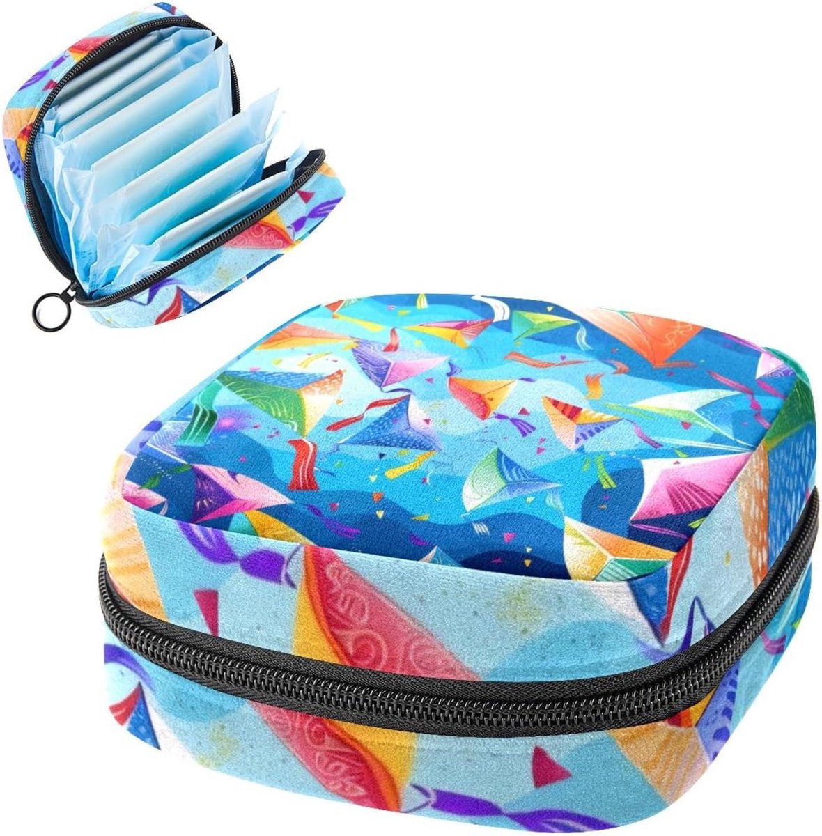 Opbergtas Maandverband - Menstruatietasje Tamponhouder - Hygiënisch Opbergen - Privacy Beschermend Ontwerp - 12 x 17 x 17 cm - Multicolor
