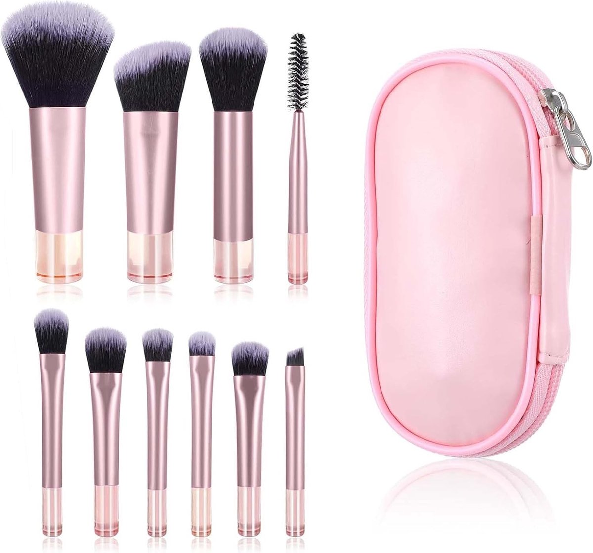 Professionele Make-up Borstels Set van 10 Stuks met Make-up Tas voor Concealer en Foundation Gebruik