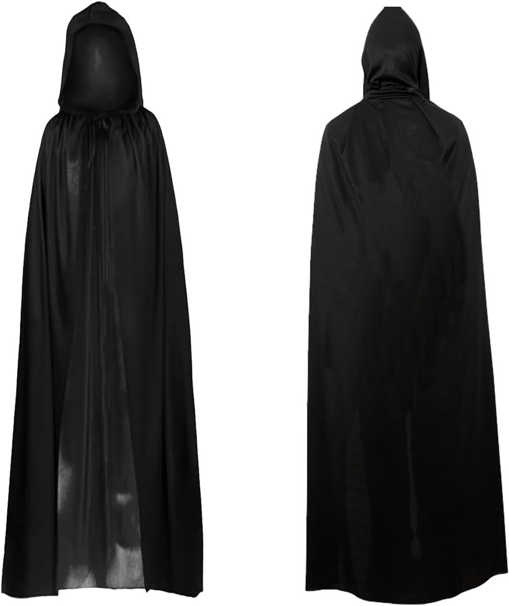 Magische Kindercape met Kap voor Halloween, Vampier Cosplay, Zwarte Kostuum Cape voor Feestjes en Prom, Geschikt voor Volwassenen en Kinderen (140 cm)
