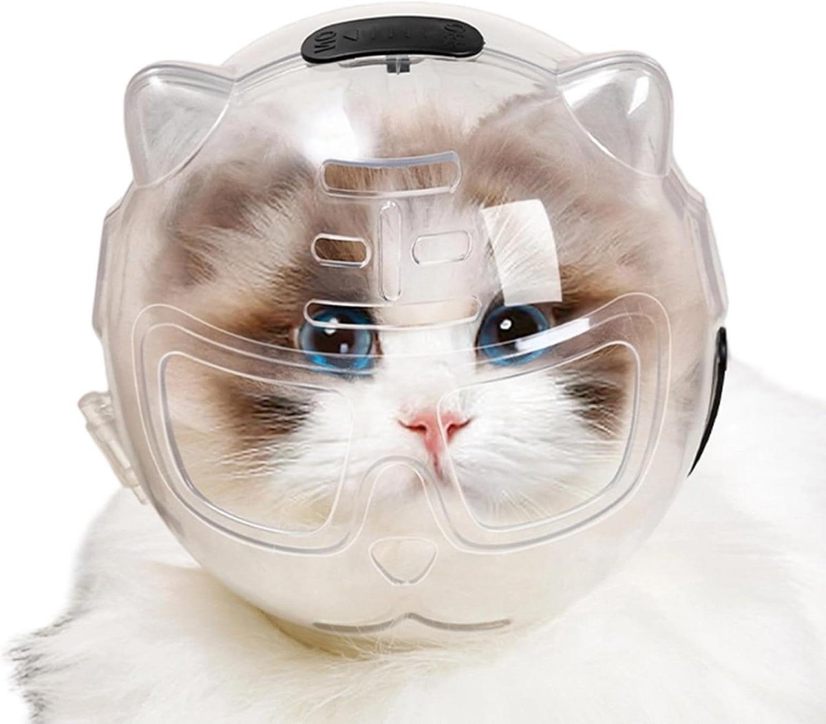 Kattenkap - Kattenmasker Gezichtsbeschermer - Huisdier Verzorging - Ademend Krabwerend - Large - Doorzichtig