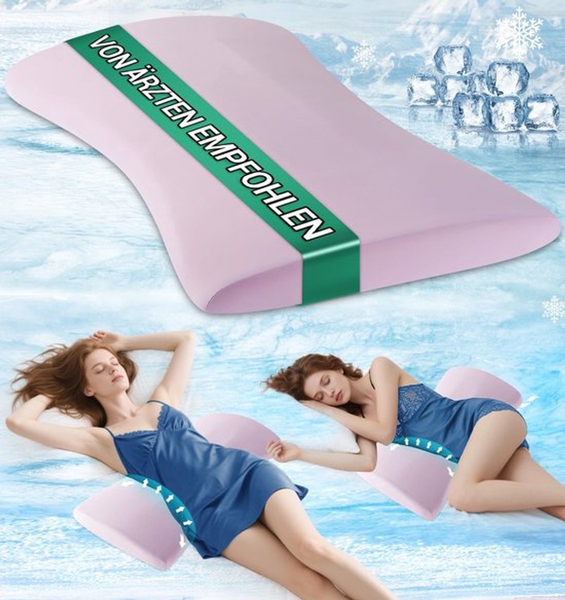 Lendenkussen Ergonomische Ondersteuning - Memory Foam - Ondersteuning Onderug - Koelende Hoes - Afneembaar - Comfortabel voor Slapen - Rugkussen