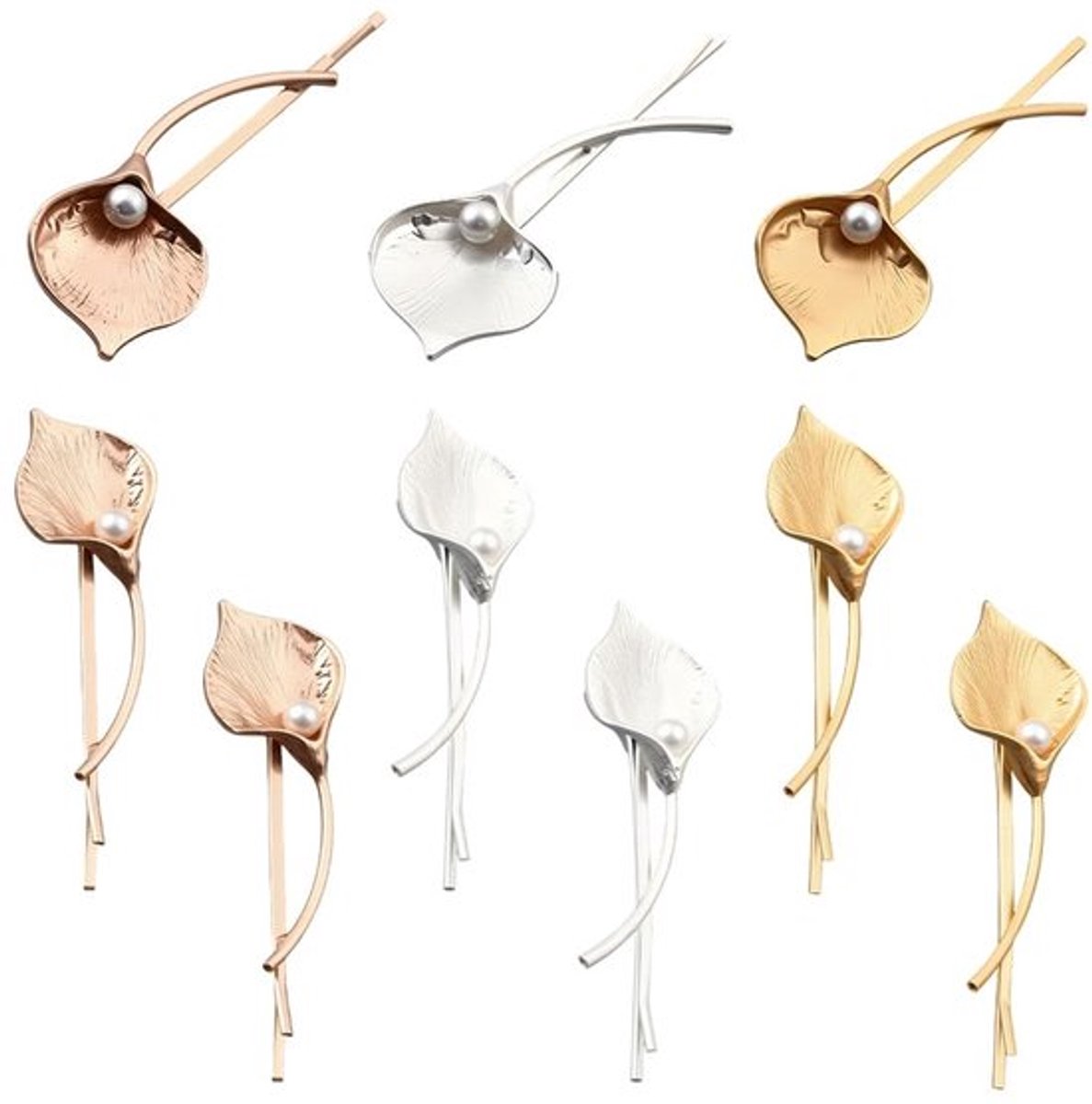 Haarspeld 9 Stuks - Vintage Calla Lelie Bladeren - Boho Haaraccessoires - Bruids Haarspeld - Metalen Blad - DIY Vrouwen Party - Haarklip