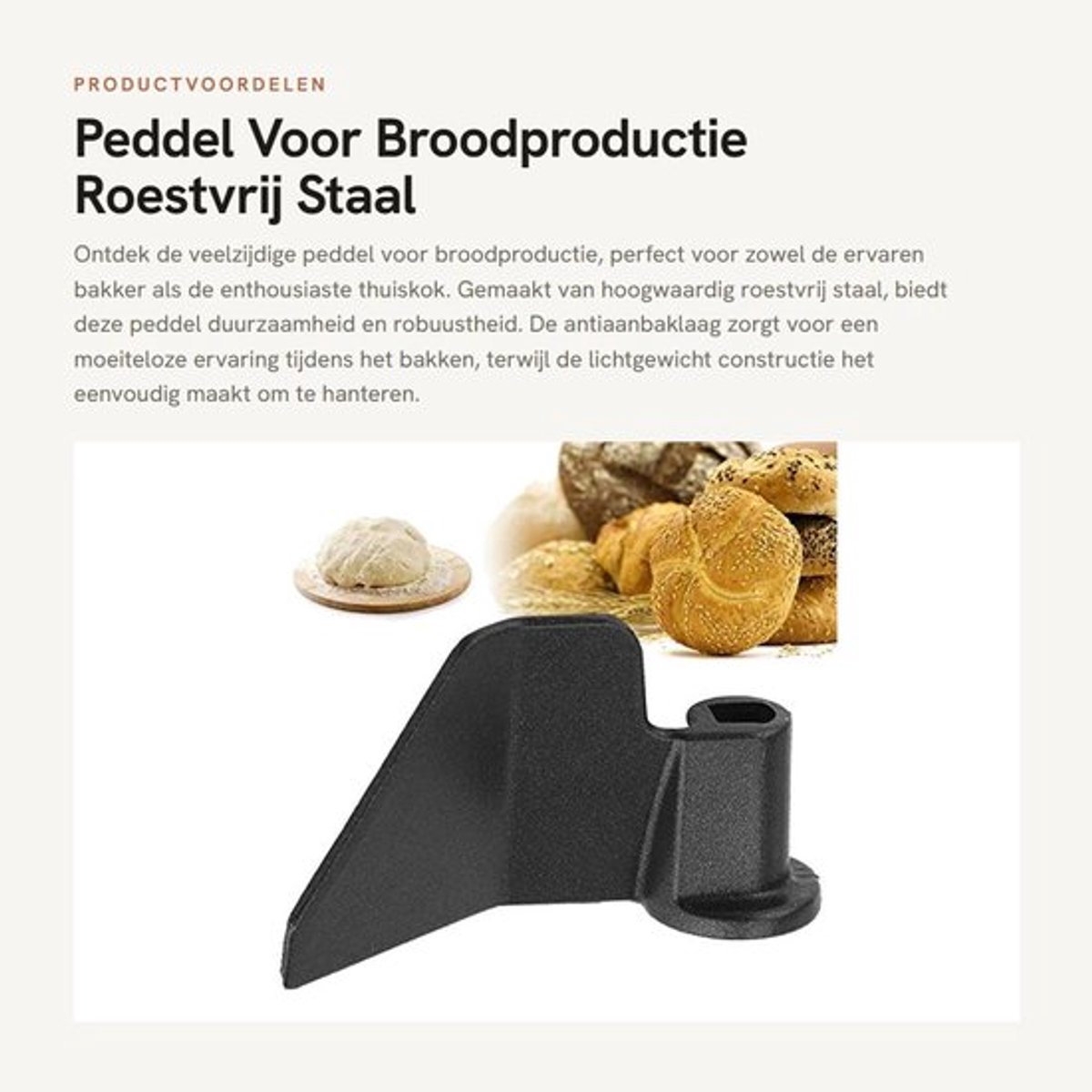 Peddel Hoogwaardig Roestvrij Staal - Broodschep - Antiaanbaklaag - Duurzaam - Lichtgewicht - Gemakkelijk te Reinigen