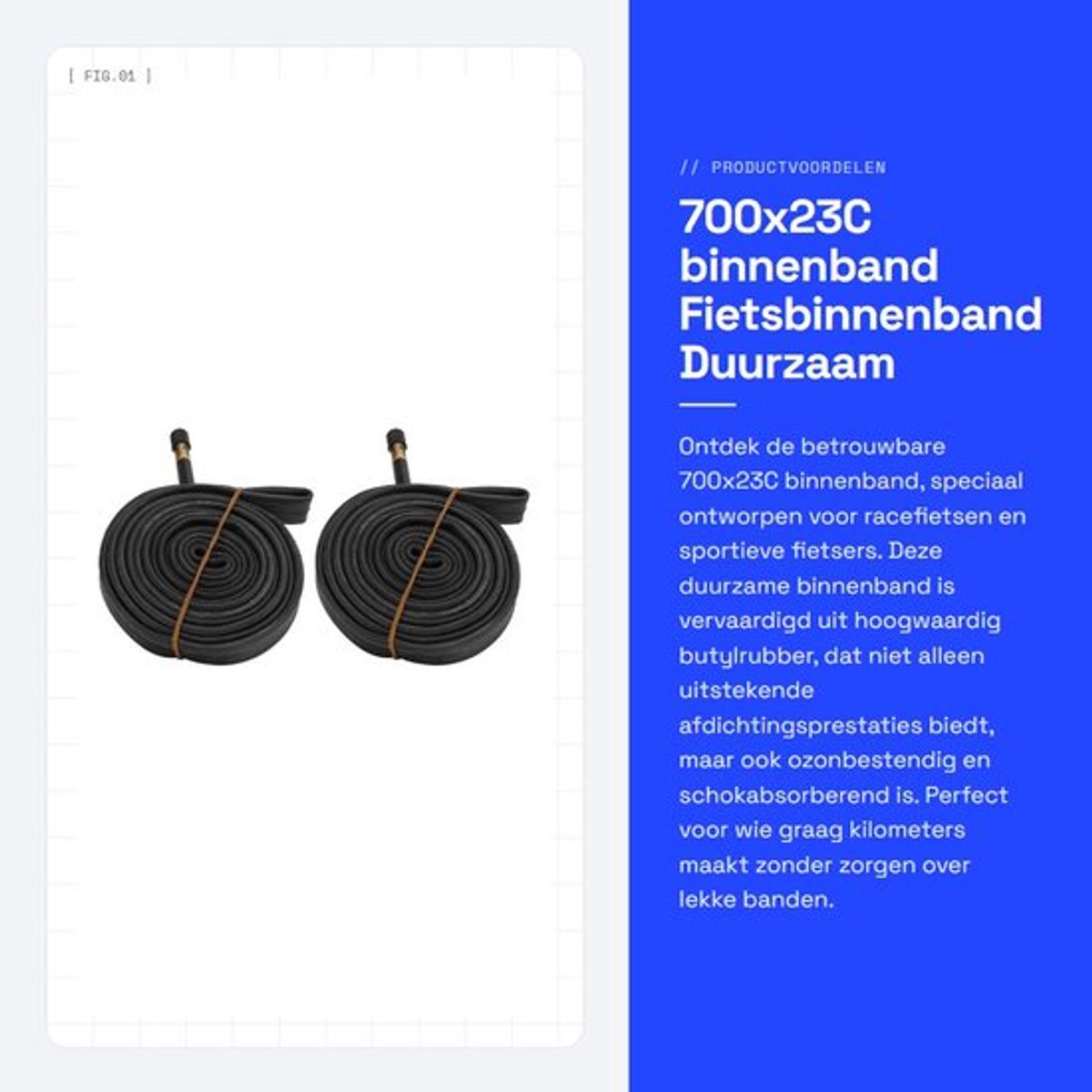 Fietsbinnenband 700x23C - Butylrubber - 48mm Schraderventiel - Duurzaam - Schokabsorberend - 2 Stuks - Fietsband