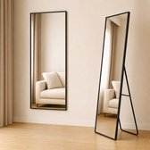 Fraay Passpiegel 160x55cm - Staand & Hangend - Gehard Glas - Minimalistische Wandspiegel - Staande Spiegel - Zwart